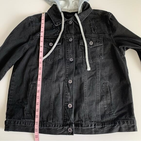 Via Penny Lane Reworked Apparel Def Leppard Custom Distressed Black Denim Jacket - Picture 5 of 11